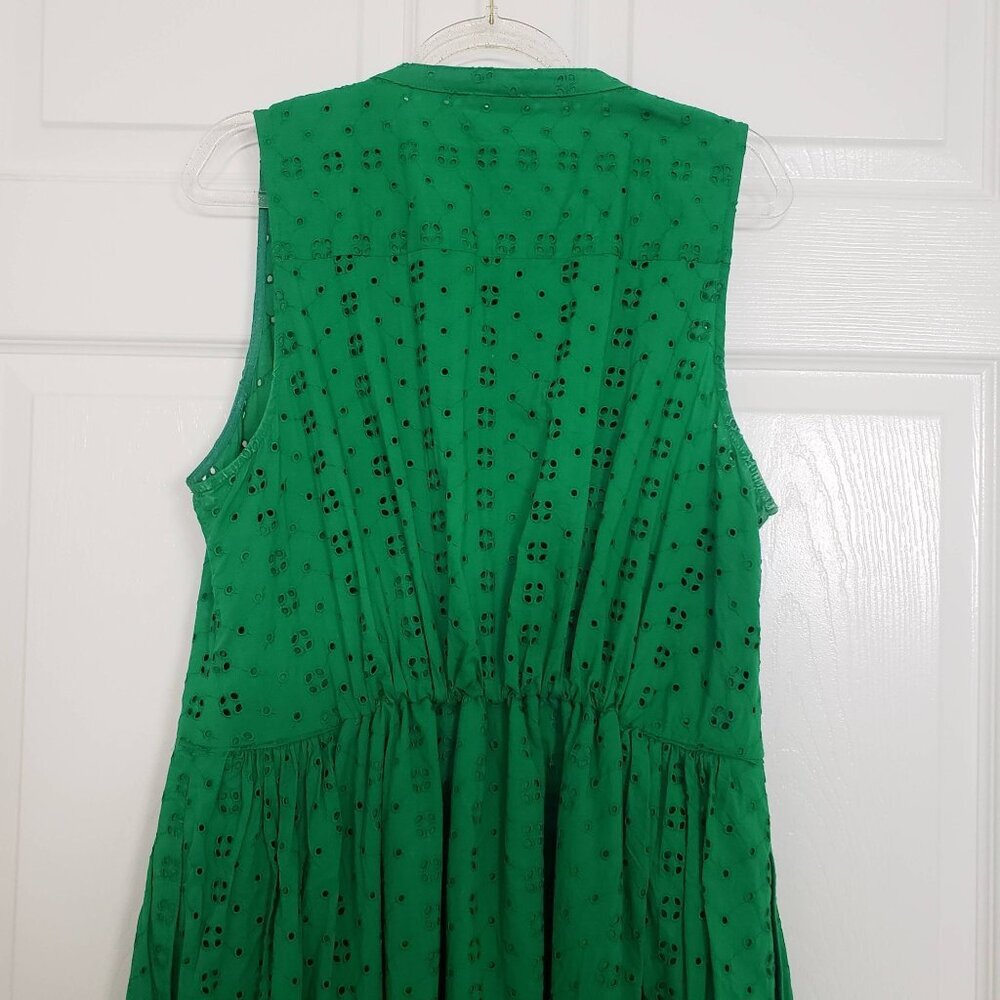 J Crew Factory Eyelet Shirtdress Cotton Sleeveless Button Front Womens Sz Medium - Picture 11 of 14